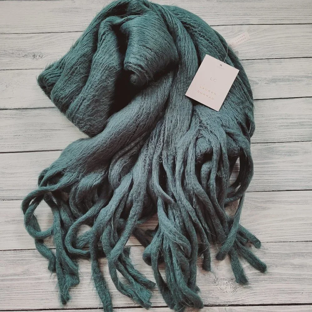 NWT Lauren Conrad Cozy Soft Stargazer Teal Blue Fringe Scarf